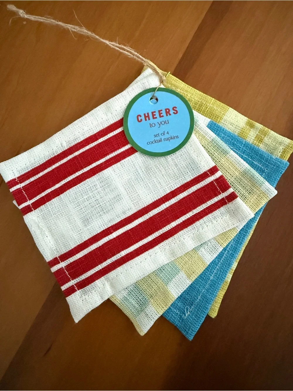 Anthropologie Set of 4 Linen Cocktail Napkins Multicolor